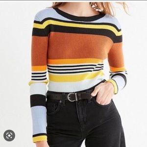 Urban Outfitters Keira Ribbed Colorblock Striped Sweater